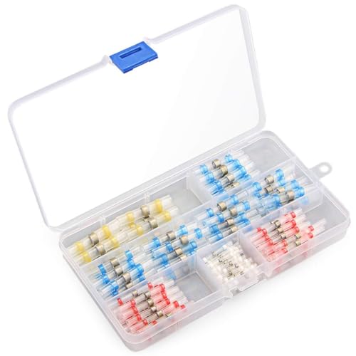 Solder Seal Wire Connectors, Avaspot 150PCS Waterproof Heat Shrink Butt Connectors, Insulated Electrical Butt Terminals Wire Splice for Automotive Marine Boat Truck Trailer Wiring Appliance Repair
