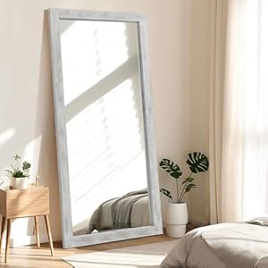 Rustic Farmhouse Full Length Mirror with Stand 71"X32" Large Wood Frame Floor Mirror, Leaning or Wall-Mounted Free Standing Mirror Tempered Glass Full Body Mirror for Bedroom Living Room, White Rustic Farmhouse Full Length Mirror with Stand 71X32 Large Wood Frame Floor Mirror Leaning or Wall Mounted Free Standing Mirror Tempered Glass Full Body Mirror for Bedroom Living Room White
