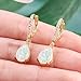 Leverback White Opal Dangle Earrings 14k Yellow Gold Plated Drop Earrings for Women Teardrop Earrings Elegant Jewelry Gifts for Christmas Birthday Party