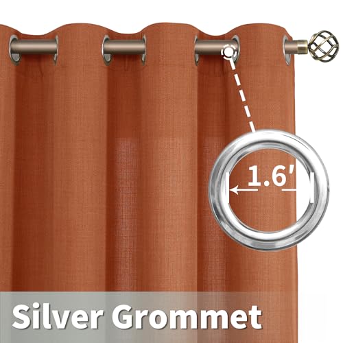 Image of LAMIT Short Linen Curtains 40 Inch Length for Small Windows, Light Filtering Neutral Window Curtains Farmhouse Boho Grommet Panels for Kitchen /Bathroom /Cafe, 2 Panels, Terracotta, 42 x 40 Inch