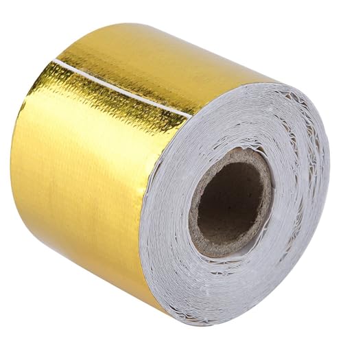 Cinta Adhesiva, cinta proteccion termica cinta aislamiento termico coche 1 Rollo de oro del Coche de Aluminio Cinta Adhesiva Cinta Adhesiva Reflectante Escudo Protector Térmico(10M*5CM)