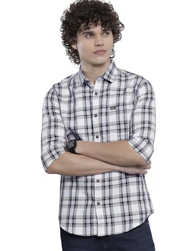 Image of The Indian Garage Co Men Regular Fit Checkered Full Sleeves Cutaway Collar Casual Shirt