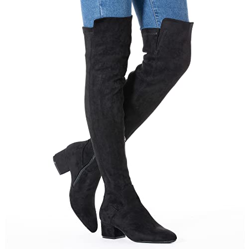 N.n.g Women Over The Knee Boots Thigh High Suede Block Heel Black Size 8.5 Winter Otk Boots Pointed 2 Inch Low Heel Comfort #TOP4