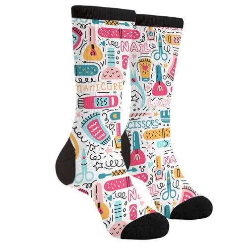 LUMANSITTER Manicurist Fashion Beauty Manicure Novelty Fun Crew Socks Fashion Comfortable Men And Women Crazy Dress Socks