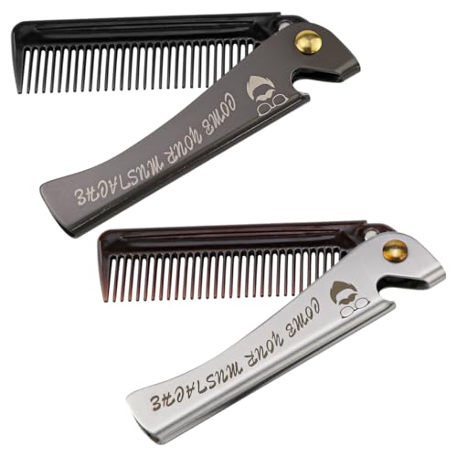 Peine plegable de acero inoxidable 2 en 1, 2 unidades miniatura 1