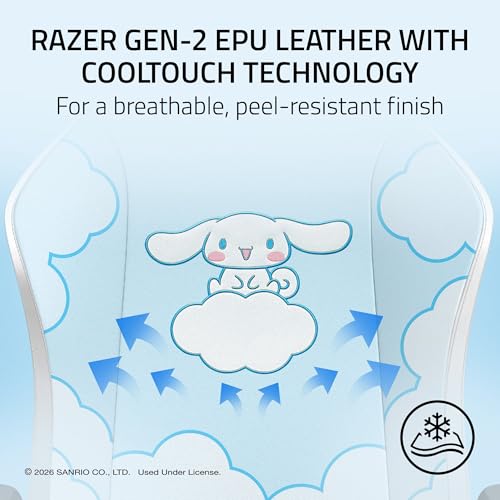 Image of Razer Iskur V2 X NewGen Ergonomic Gaming Chair - Built-in Lumbar Support, Cooltouch Gen-2 EPU Leather, Ultra-Wide Seat Base, Adjustable 152 Degree Recline, Foam Cushions - Cinnamoroll Edition