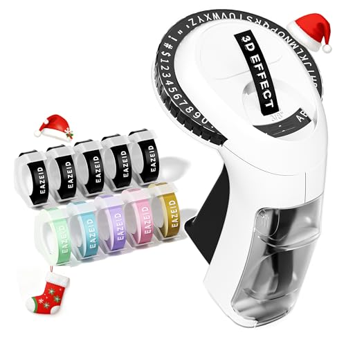 Embossing Label Maker Machine with Tapes, Vintage Embossed Label Maker Manual, Retro 3D Black Emboss Labeler with 10 Rolls 9mm Color Embossing Label Tapes for Home Scrapbooking Supplies, DIY Craft