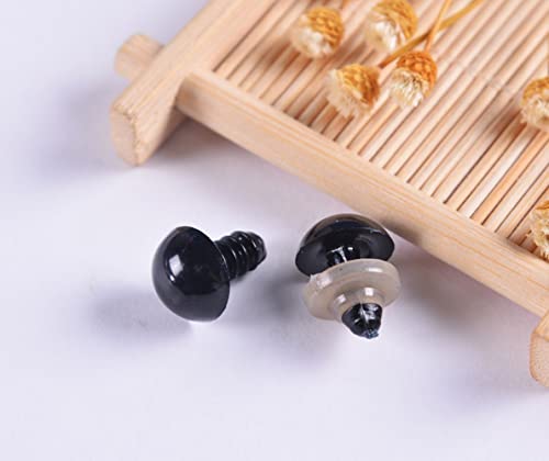 100Pcs 12mm/0.47inch Solid Black Plastic Safety Eyes with Washers Spiral DIY Craft Eyes for Doll Teddy Bear Puppet Animal Toys Sewing Crafting Accessories - Image 4