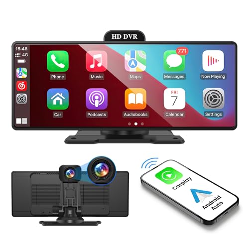 Central multimidia automotivo,estéreo portátil para carro com carplay sem fio, Android Auto,tela sen