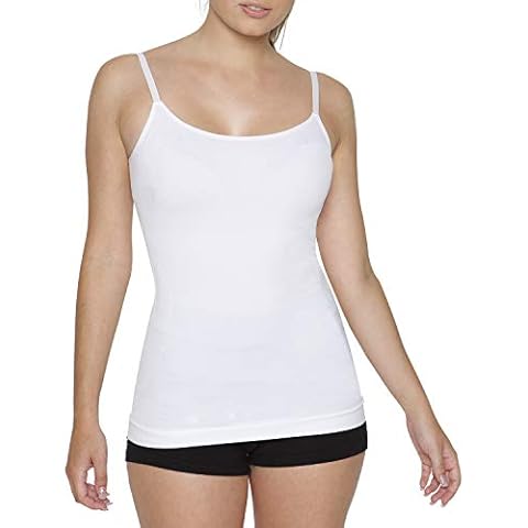 B.BANG&BRSP Women Tummy Control Shapewear Camisole Vest with Adjustable Spaghetti Strap Sleeveless Basic Camis Tank Shaper Top White Cover