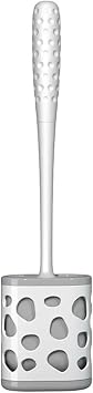 Toilet Brush with Flexible Brush Head and Silicone Bristles, Quick Drying Holder Set for Bathroom, Compact SizeGray