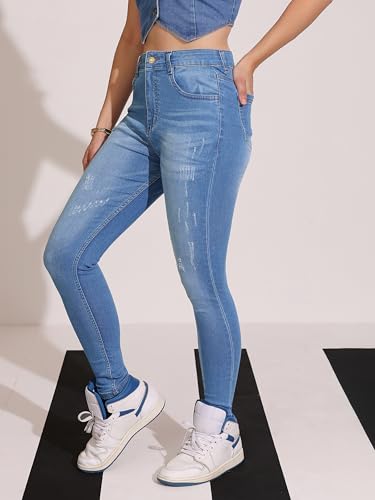 Image of Dolce Crudo Distressed High Rise Skinny Jeans for Women