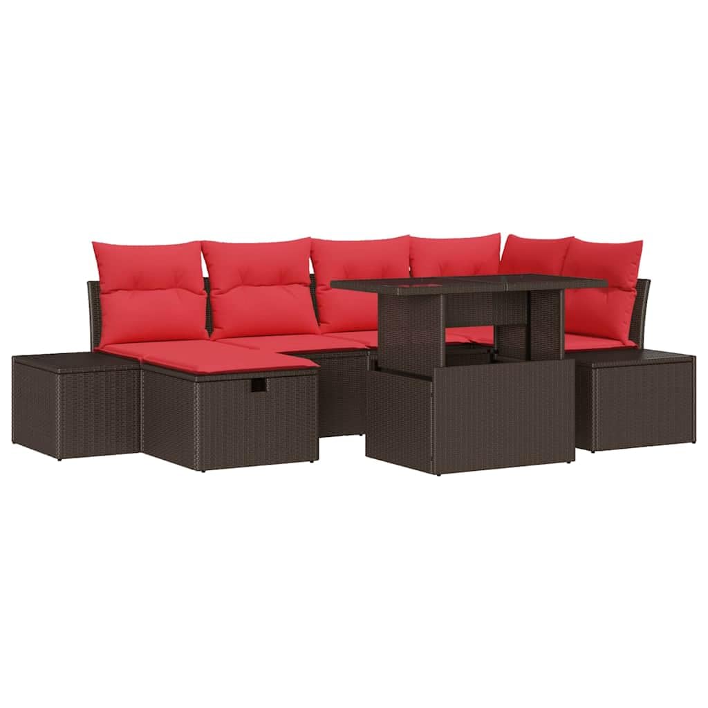 Generisch Gartensofa-Set 7 STK. Braun Poly-Rattan,Gartenmöbel-Sets,68.7kg-3361213