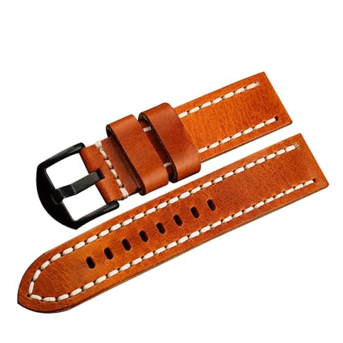 Bracelet de montre en cuir brut 20mm orange retro HMFANG