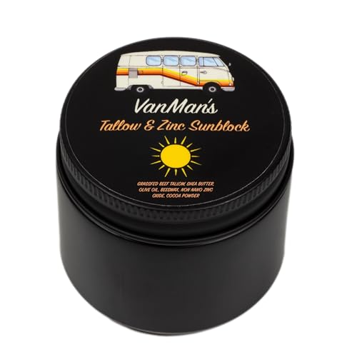 Tallow & Zinc SunBlock (2 oz) - Water Resistant 20 SPF Sunscreen w/Organic Olive Oil, Beeswax, & More - Sun Screen Protector for Face and Body - Mineral Sunscreen w/Non-Nano Zinc Oxide Barrier