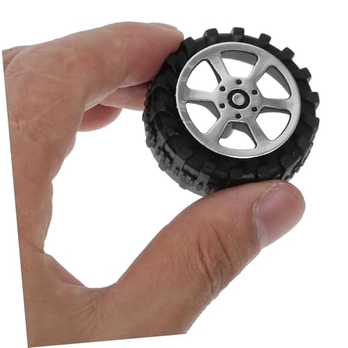Garneck 30 Stück Miniatur Reifen Für Spielzeugautos – Gummireifen Mit Achse Für LKW Modelle Und RC Fahrzeuge - Ideal Für DIY Bastelprojekte Und Modellbau - Durchmesser 42mm
