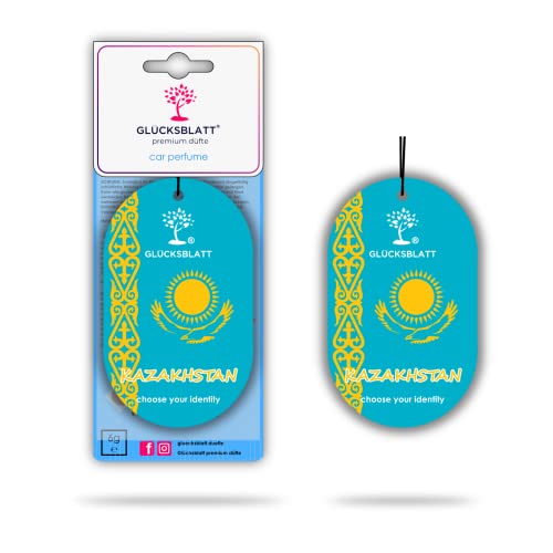 GLÜCKSBLATT Premium Autoparfüm Flagge KASACHSTAN - Luftreiniger - Hängendes Papier - ENERGY - Blau