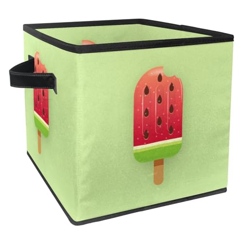 Boîte de rangement pliable cube pastèque vert d'été pour placard - 2
