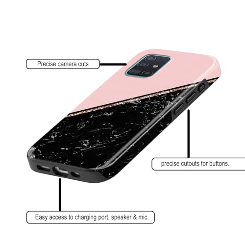 Image of COLORflow Back Cover Compatible with Samsung Galaxy A71 | Beautiful Black Pink Marble | Designer Printed Glossy Armoured Bumper Back Cover Compatible with Samsung Galaxy A71