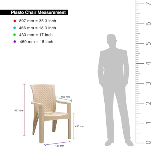 Image of Plasto Chair Luxury with Comfortable Back Posture, Matt & Glos Pattern Dining, Bedroom, Kitchen, Living Room, Garden | Bearing 150Kg Capacity | Strong & Sturdy