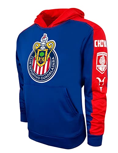 Icon Sports Boy's Guadalajara Pullover Hoodie, Licensed Guadalajara Sweater Pullover Hoodie (YM) Blue