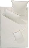  Lorena Bettwäsche Flanell buntgewebt Natur-weiß Größe 155x220 cm (80x80 cm)