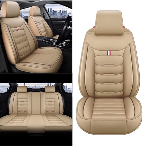 Housse de siège auto imperméable en cuir PU beige pour VW Golf GTI - 3