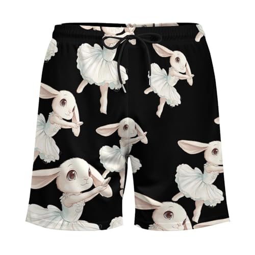 Funny Rabbit Ballet Dance Mens Swim Trunks with Quick-Drying Lining Beach Shorts for Outdoor Sports3