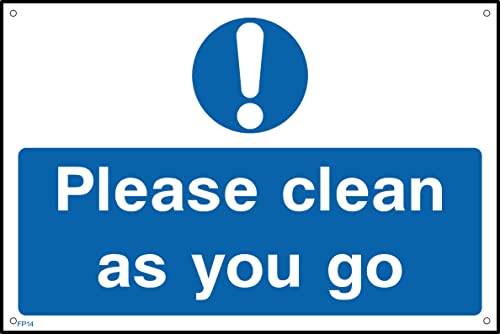 Please Clean As You Go Sign - 200mm x 150mm - 1.2mm Rigid Plastic Drilled Sign (FP14)