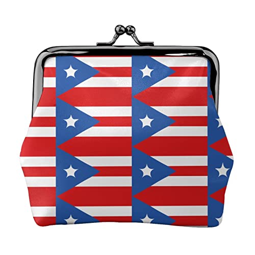 Pu Leather Buckle Coin Purse Puerto Rico Flag Girls Kiss-Lock Change Purse Wallets