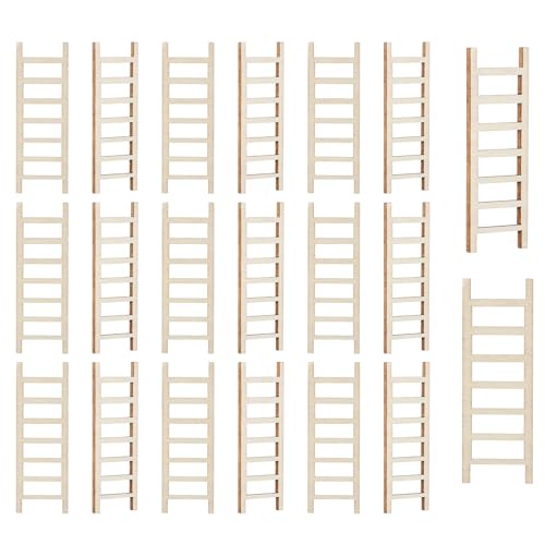 20PCS Mini Garden Ladder, 2.4x0.8 Inch Miniature Wooden Ladder, Mini House Ornament, Miniature Garden Ornament for DIY Crafts, Micro Landscape,...
