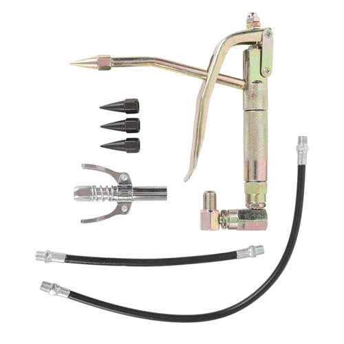 Klanata - Klanata 7-teiliges Metall-Fettwerkzeug-Düsen-Set mit starker Luftkupplung sowie 230 mm und 400 mm Schlauch für Kompressorpumpe – flexibles Schmierzubehör für schwer zugängliche Bereiche