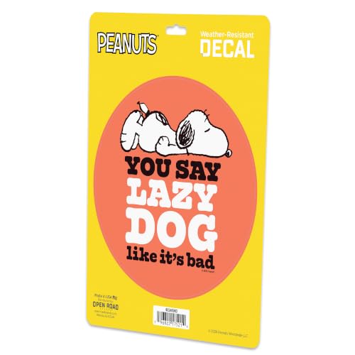 Image of Peanuts Snoopy You Say Lazy Dog Like It's Bad Adhesive Vinyl Decal