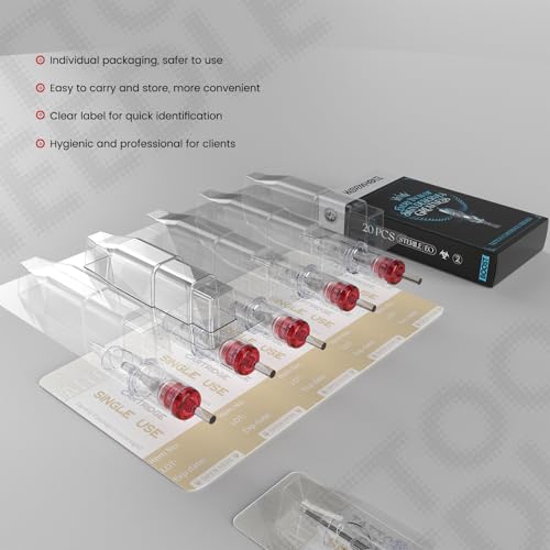 Image of Wormhole Tattoo Cartridge Needles 20PCS Disposable # 10 Round Liner Tattoo Needle Cartridges Compatible with Standard Rotary Tattoo Machine for Ultra-Fine Line and Tattoo Detailing (1007RL)