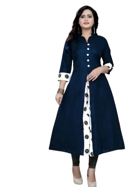 Image of Womens Cotton Blend Anarkali Kurta|Cotton Anarkali Kurtis|Anarkali Kurtis for Women|Selfie Kurtis for Women|Selfie Kurti(Pack of 2)