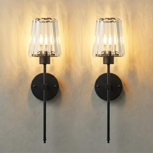 Image of KARTOOSH Hardwired Crystal Wall Sconces Set of 2