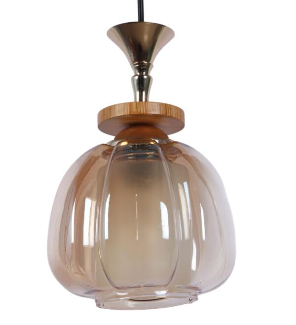 Image of ELIANTE Modern Glass Hanging Light for Living Room & Dining Area | Metal Ceiling Lamp with Elegant Glass Shade | 3 Years Warranty | Free Bulb (Velante)