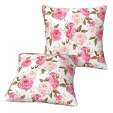 Materiales: nuestras fundas de almohada con estampado floral rosa están hechas de poliéster, esta funda de almohada ofrece un tacto suave y suave. Es duradera, resistente a la decoloración y al desgaste, asegurando un uso duradero y manteniendo su aspecto vibrante lavado tras lavado.