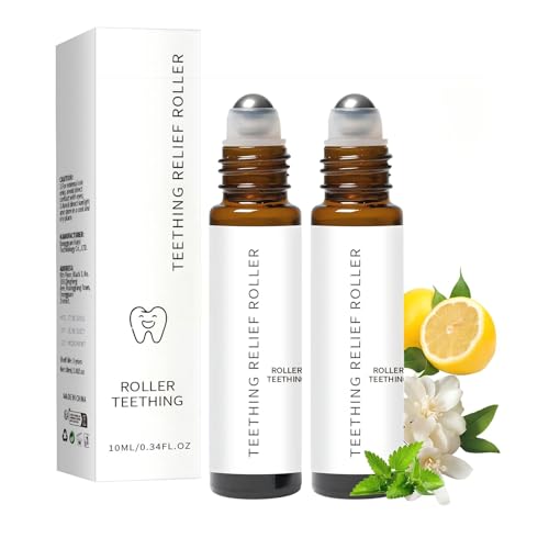 teething roller all natural for babies natural gum relief with chamomile amp rose oil gentle massage applicator for soothing infant teething pain essential oil massage roller 2