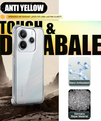 Image of WOW IMAGINE Ultra-Hybrid Crystal Clear Back Case for Redmi Note 14 SE 5G | Redmi Note 14 5G | Shockproof Design | Camera Protection Bump | Hard Mobile Back Cover with Cushioned Edges - Transparent