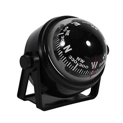 Acouto Multi-Purpose Compass ABS Sea Marine Bracket Mount Compass Voyager Outside Fits for Boat Caravan Truck Watercraft(Black)