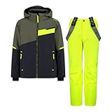 hosenträger CMP Skianzug für Kinder, aus Twill, 34W4944, Anthrazit/Grün/Lime, 164 cm