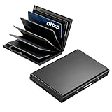OFIXO Credit Card Holder RFID Protected Stainless Steel Credit Card Wallet Slim Metal Credit Card Case for Men and Women (Matt-Black)