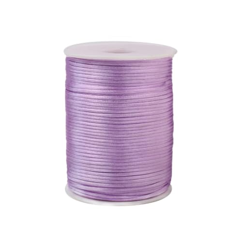 Paybous 2.0 mm x 110 Yards Nylon Satin Cord Beading Braided Thread String for Chinese Knotting Rattail Macrame Bracelets Necklaces Jewelry Making (Light Purple)