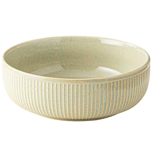 Tazón de cerámica Yundu 11 pulgadas 4 litros rayado verde miniatura 1