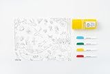 Scribble Mat Wiederverwendbare Silikon-Malmatte für Kleinkinder und Kinder – pädagogischer Aktivitätspad mit 6 Markern – sauberes Reisespielzeug – Safari (im Garten)