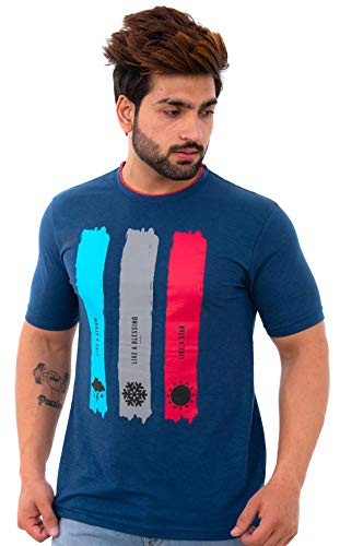 Image of Men's Printed Cotton Short Sleeves Round Neck T-Shirt
