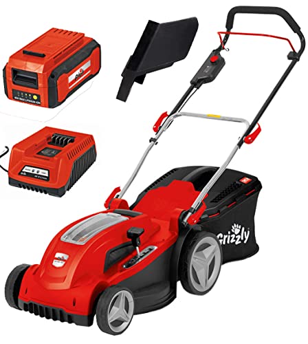 Tondeuse à gazon sans fil 40V - Largeur de coupe 34cm - 5 niveaux de réglager - Grandes roues - Bac de ramassage rigide de 35L - Avec batterie 40V 2,0 Ah, chargeur, sac collecteur et kit mulching