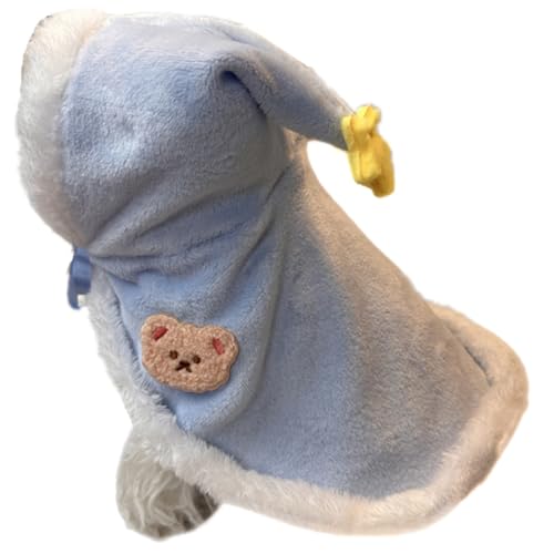 AttRex 犬 猫 着る毛布 ブランケット ペットマント 布団 裏起毛 もこもこ 防寒 暖かい ドッグウエア 可愛い コート 人気 ファッション 小型犬 中型犬 毛布 ケージ 散歩 お出かけ洋服 洗える (M,ブルー)