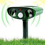 Ultrasonic Cat Deterrent,Solar Powered Deterrent Device with Flashing Light,Ultrasonic Cat Deterrent with Motion Sensor,Outdoor Solar Device for Dogs/Cats/Farm/Garden/Yard